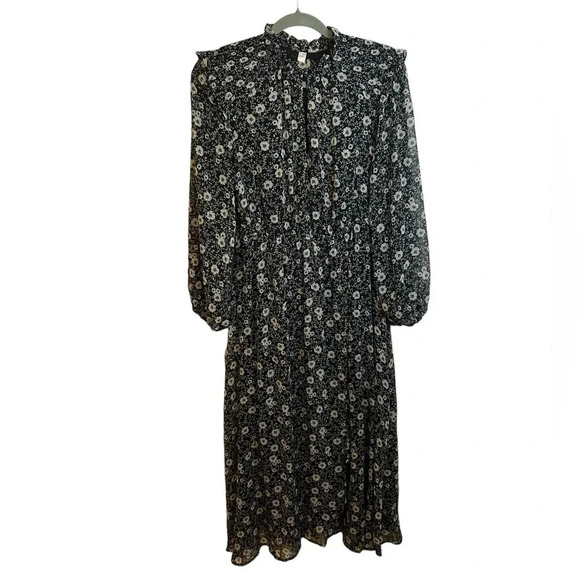 Mango Floral Peasant Cottagecore Midi Dress - Picture 2 of 6